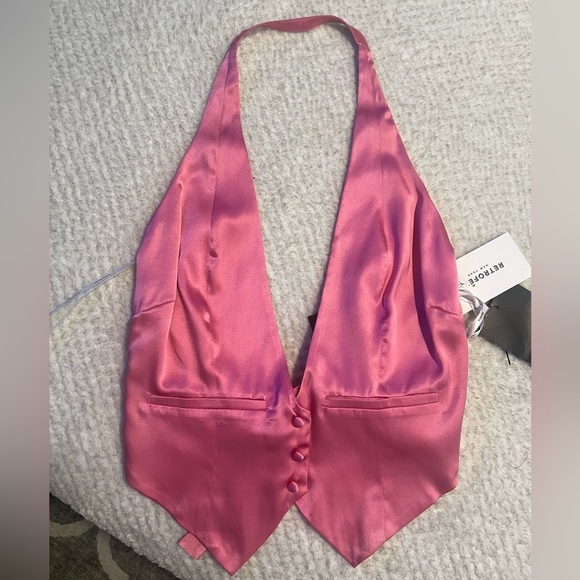 NWT Retrofete Romy silk vest - candy pink - size medium - Picture 7 of 8